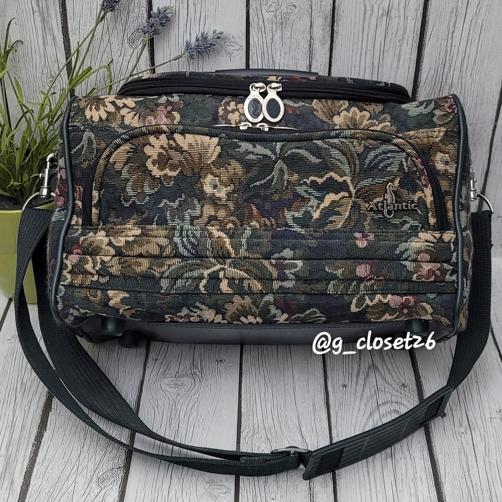 Vintage 1980s Atlantic Tapestry Train Case, Vanity Case